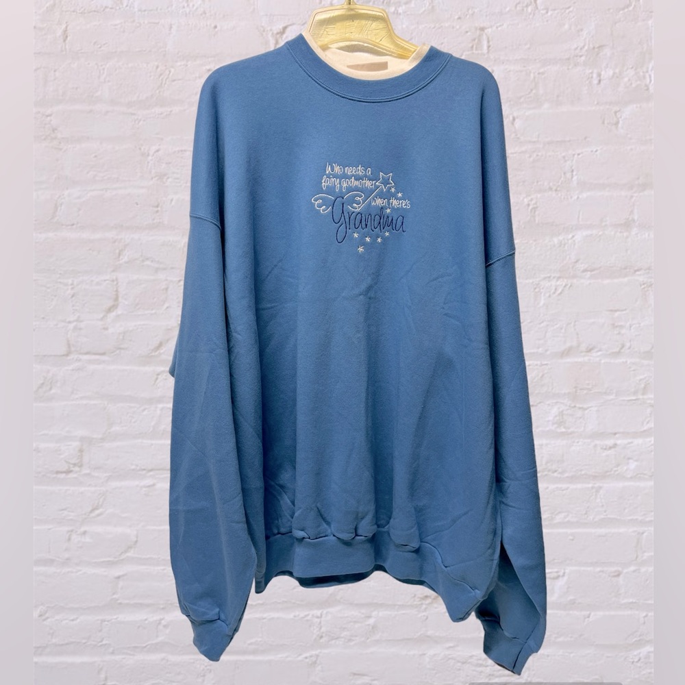 M&C sportswear vintage“fairy grandma” blue casual pullover sweater sz 3X